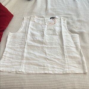 Quince White European Linen Tank